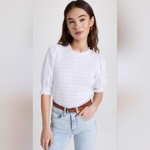 Veronica Beard Langston Smocked Top Sz S